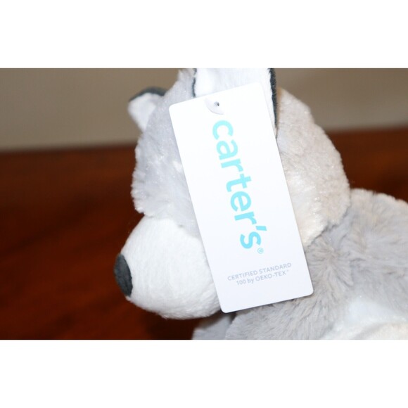 NEW Carters Plush Stuffed Animal Puppy Husky Dog w/ Security Blanket Lovey 26x30 - Picture 8 of 11